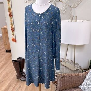 GAP Blue Knee-Length Casual Dress with Long Sleeves
